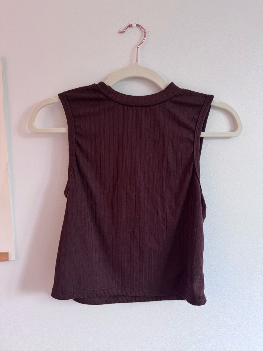 Ardene Ribbed Sleeveless Tank Top in Dark Brown